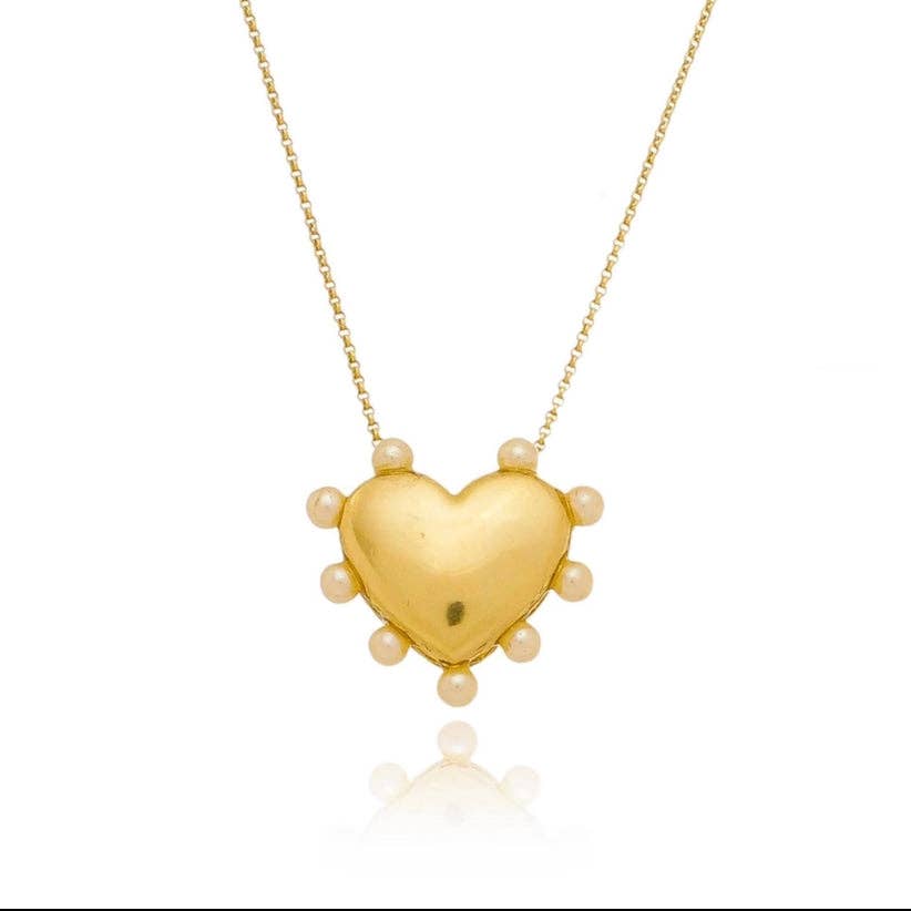 18k Gold Filled Heart With Pearls Necklace