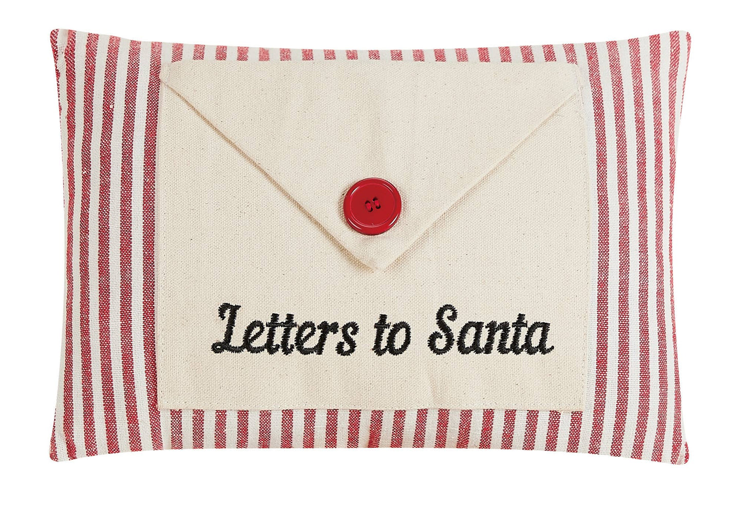 Letter To Santa Embroidered Words w/Button Encloser Pillow