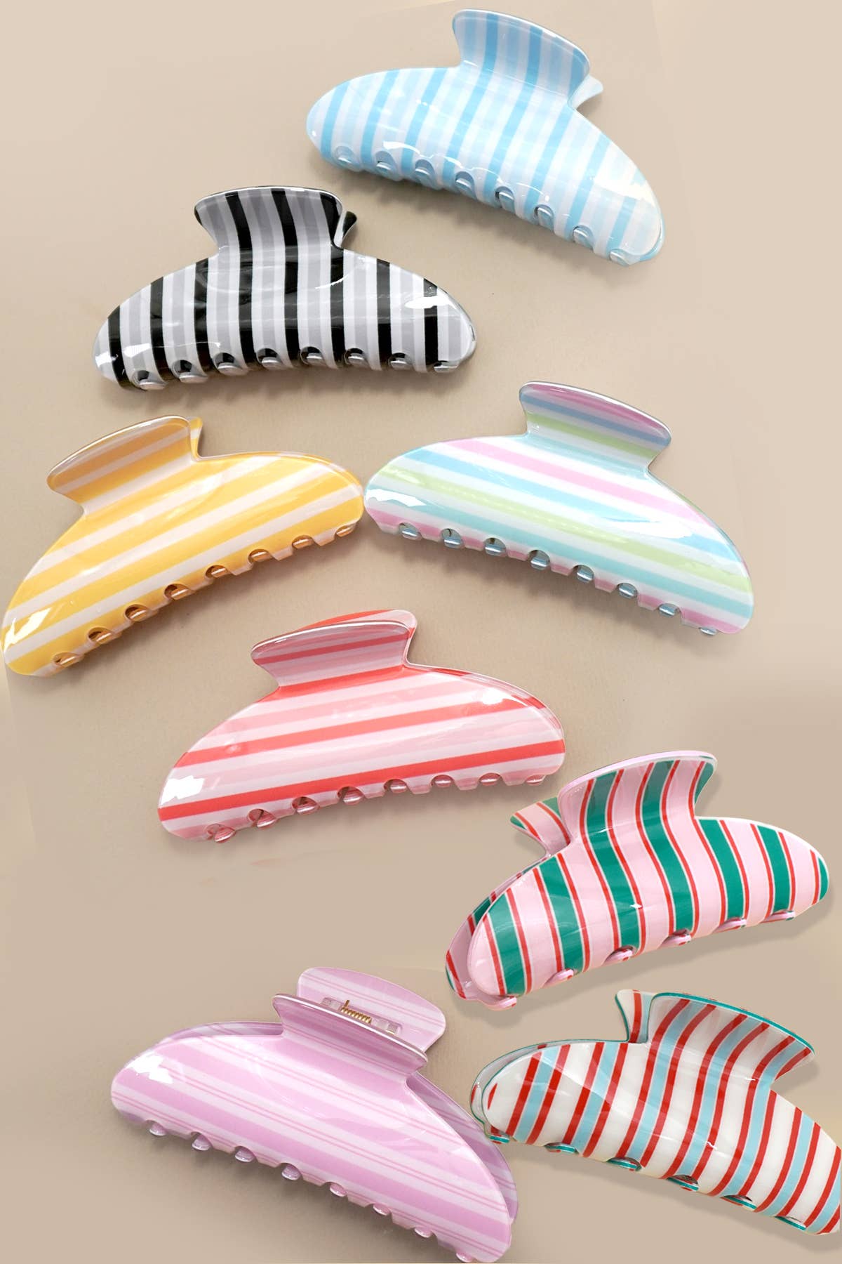 Stripe Hair Claw Clips