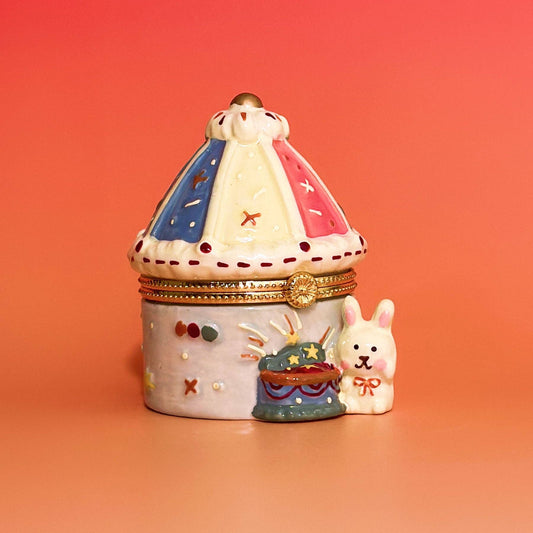 Carousel Bunny Hand Painted Trinket Box