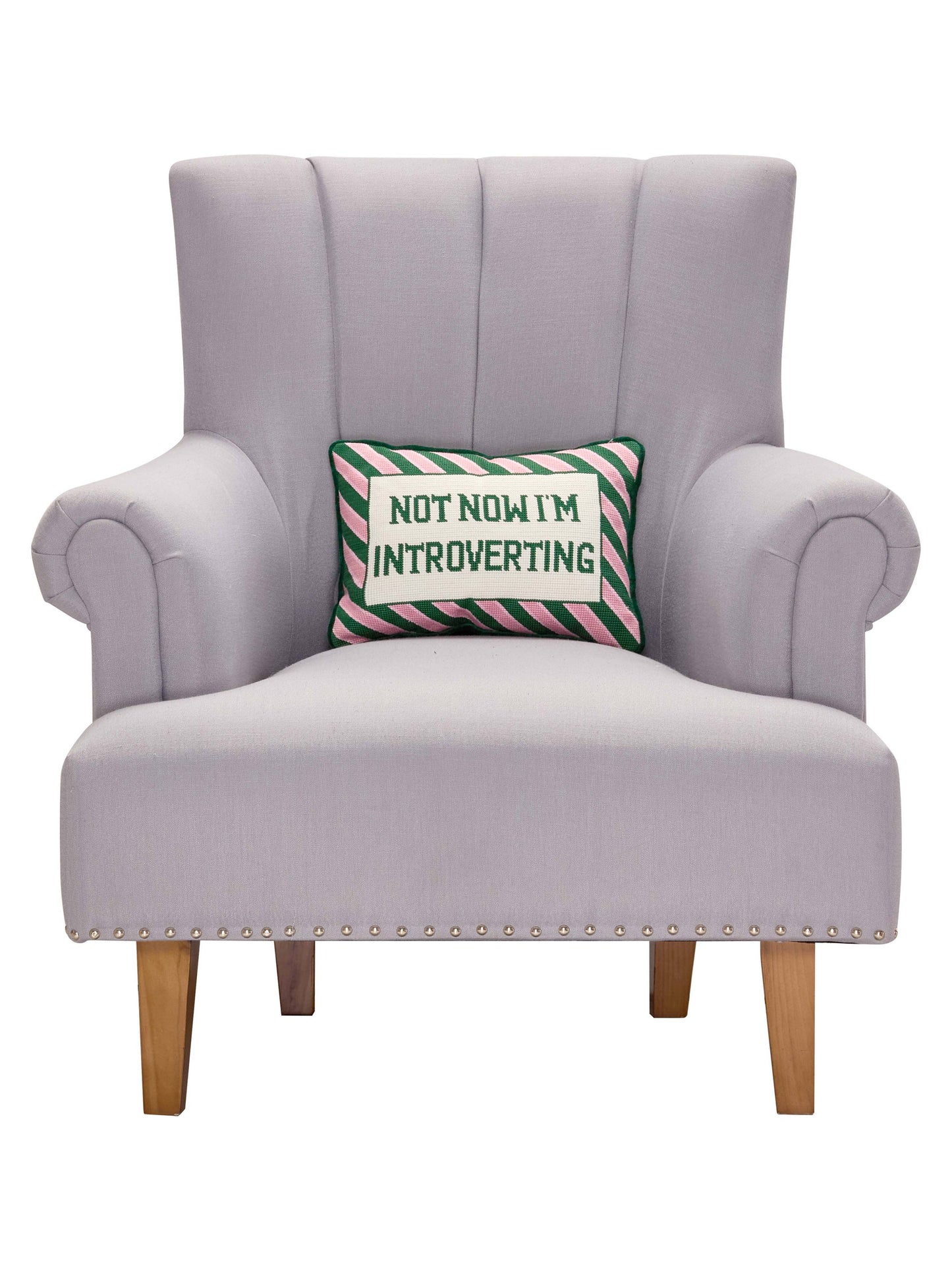 Not Now I'm Introverting Embroidered Pillow