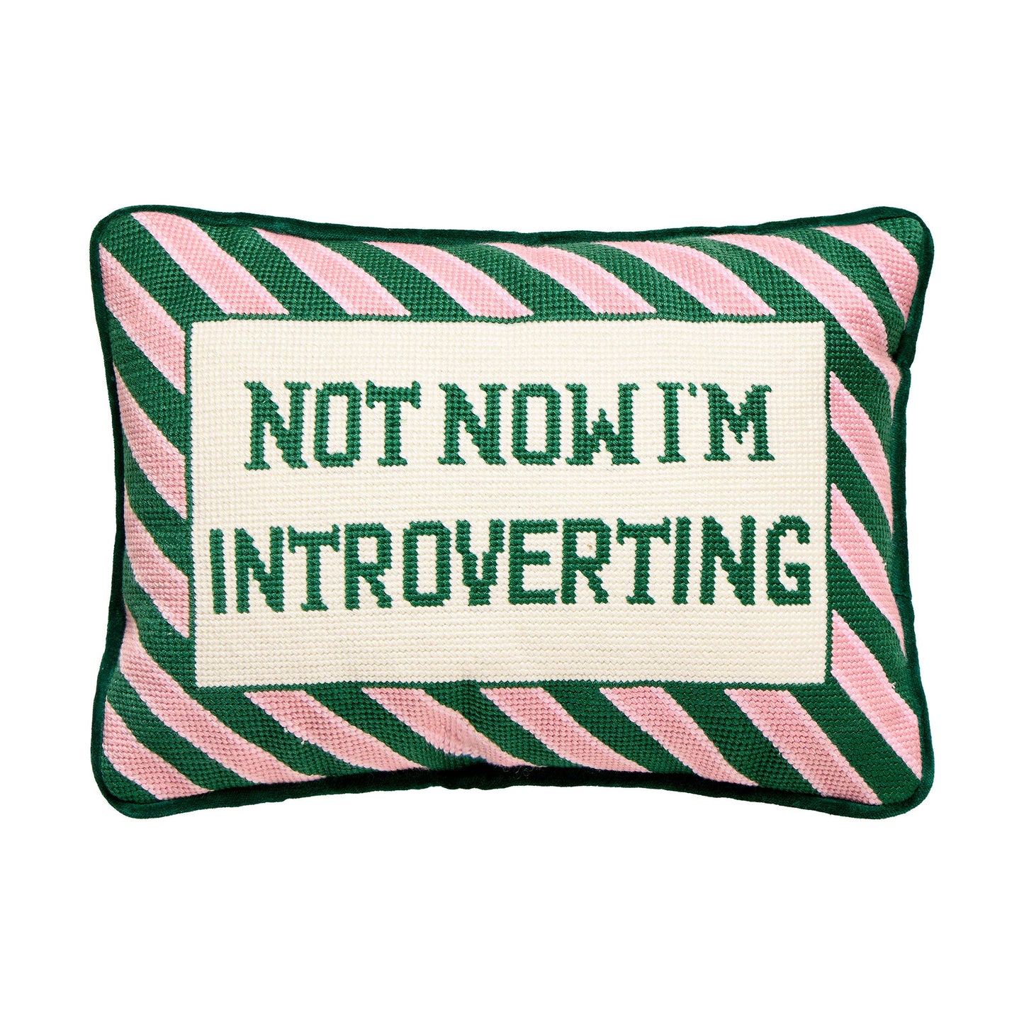 Not Now I'm Introverting Embroidered Pillow