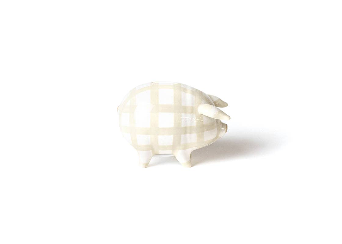 Ecru Gingham Piggy Bank