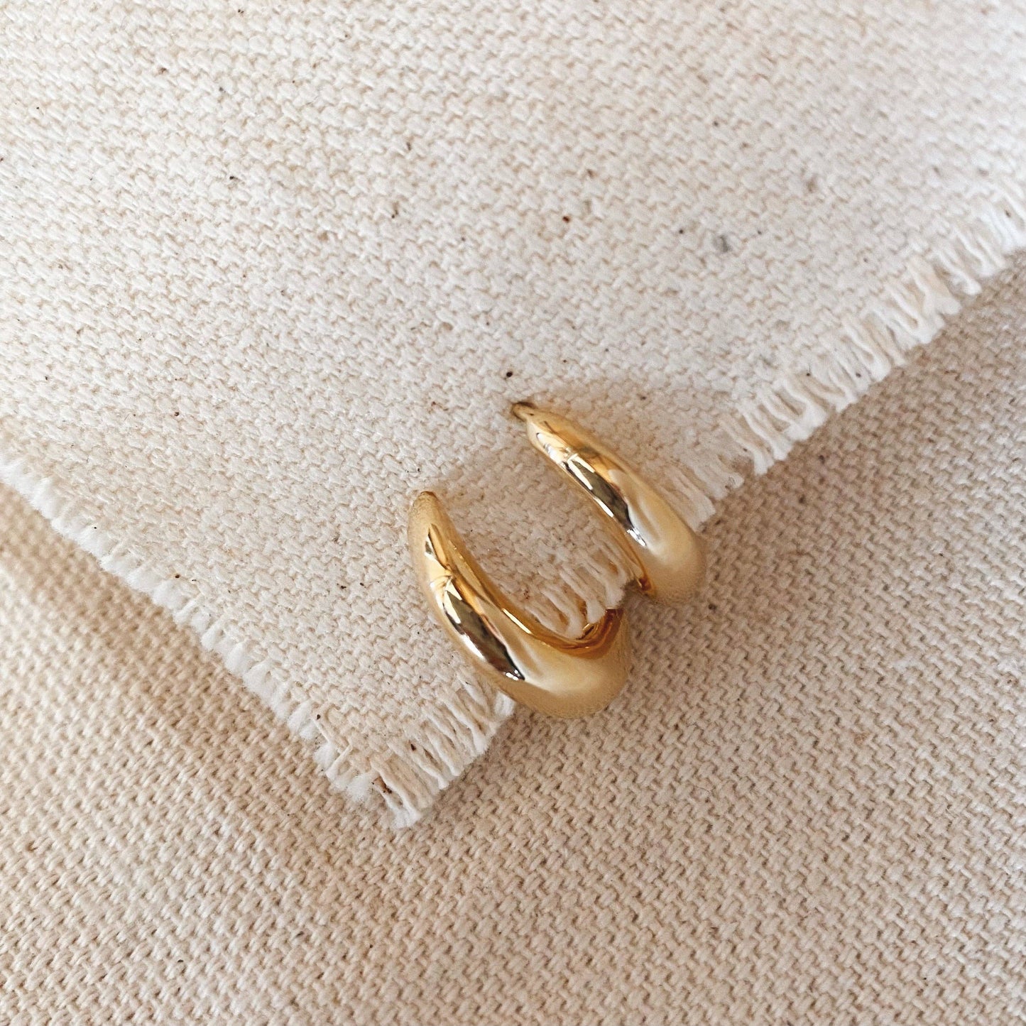 18k Gold Filled Artisan Style Clicker Hoop Earrings