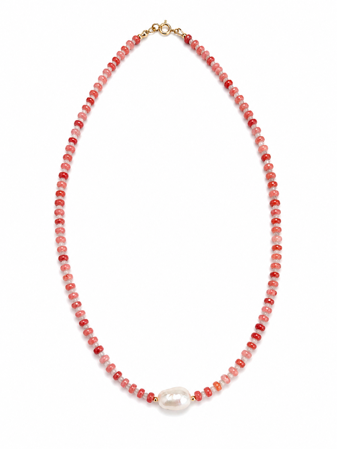 Strawberry Sugar Gemstone Necklace - Pink Jade