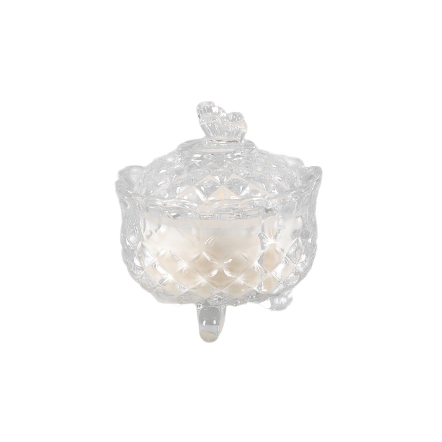 Clear Cut Glass Lidded Candle – 4.5”
