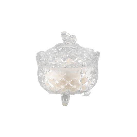 Clear Cut Glass Lidded Candle – 4.5”