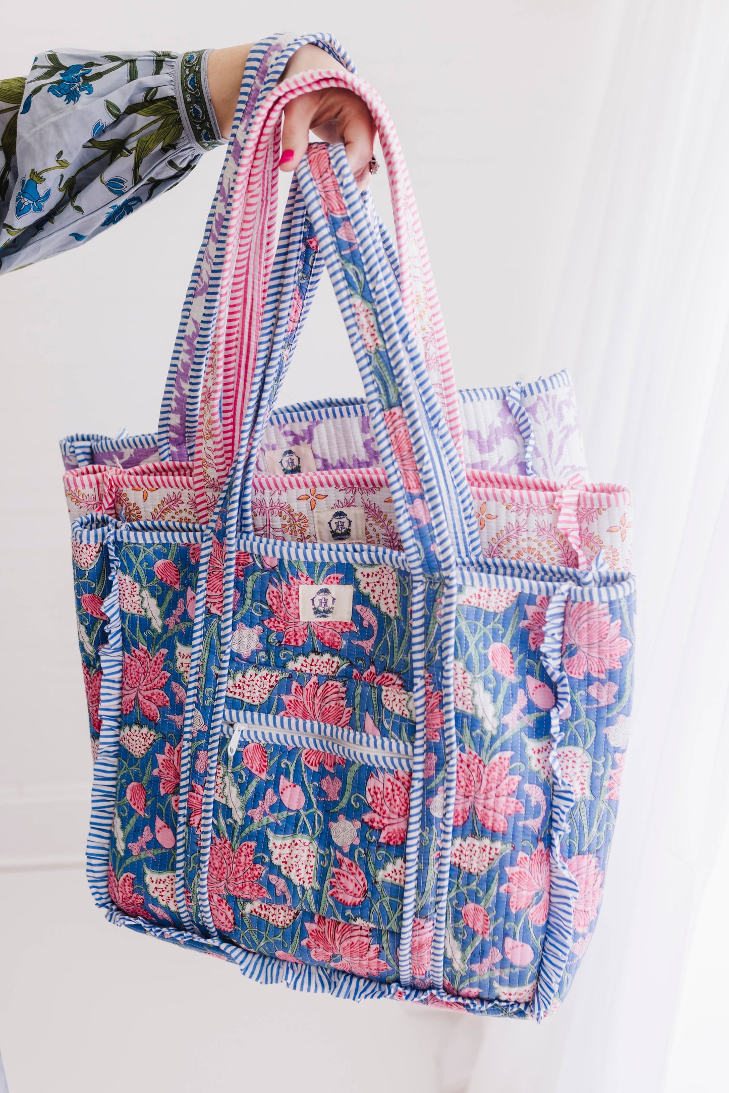 Dahlia | Large Quilted Ruffle Tote Bag