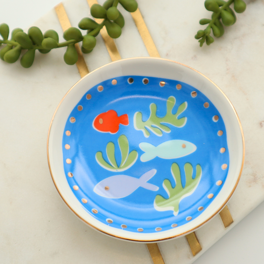 Round Trinket Tray Swimming Fish