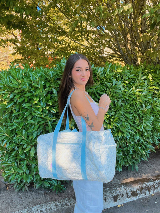 Blue Floral Duffel Bag