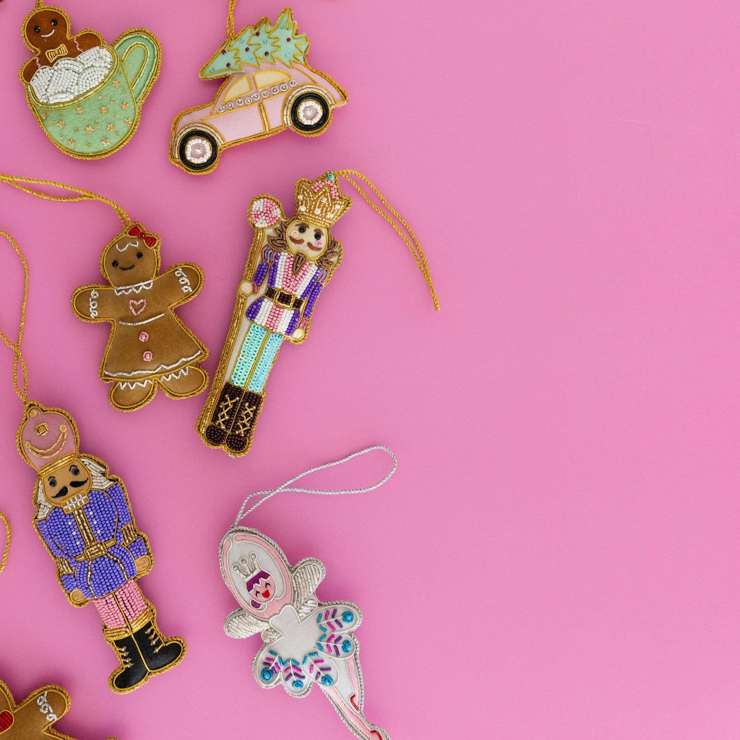Blue & Pink Embroidered Nutcracker Ornament