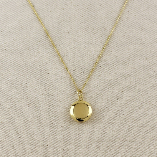 18k Gold Filled Round Locket Necklace