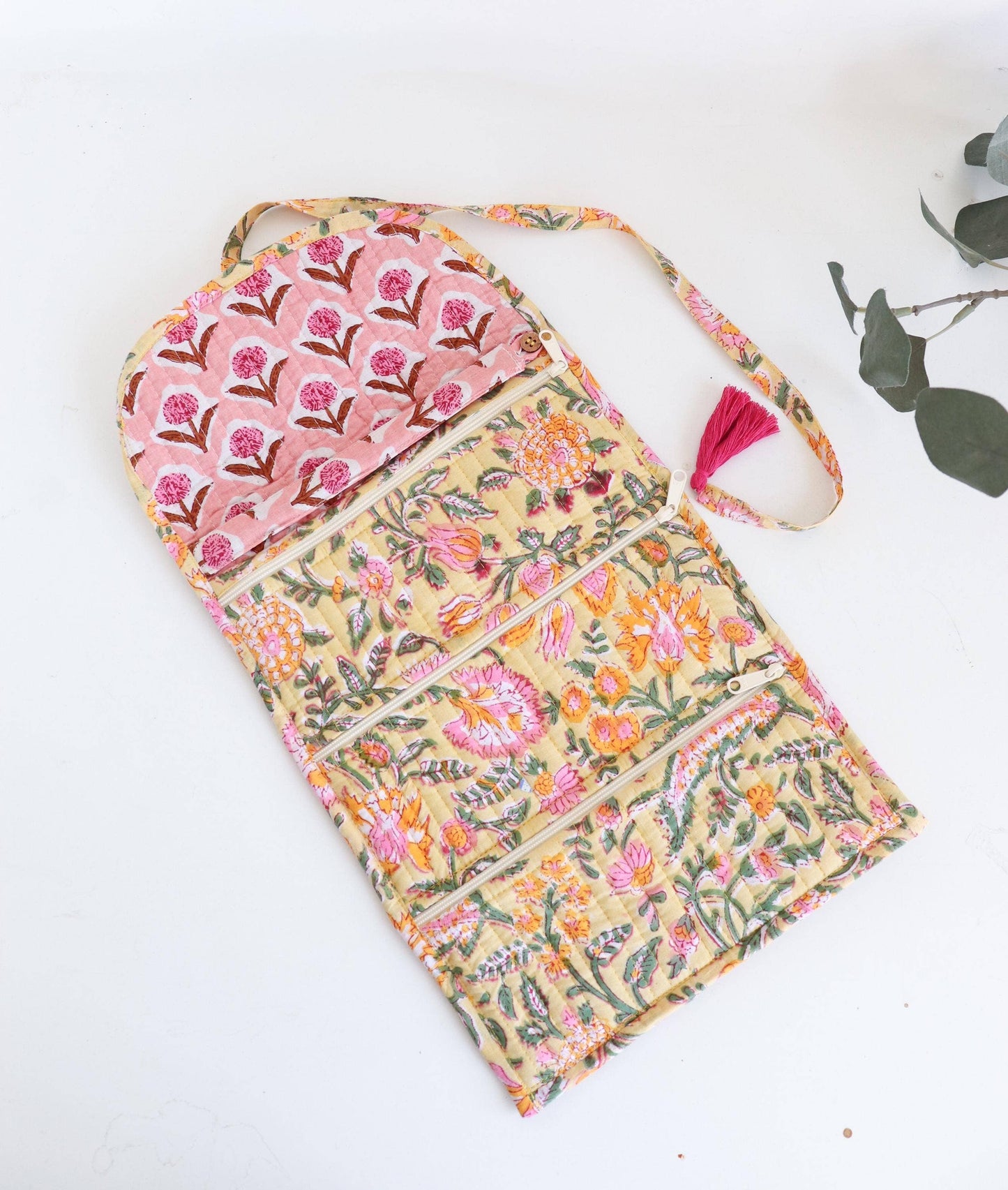 Cotton Jewelry Roll - Peach