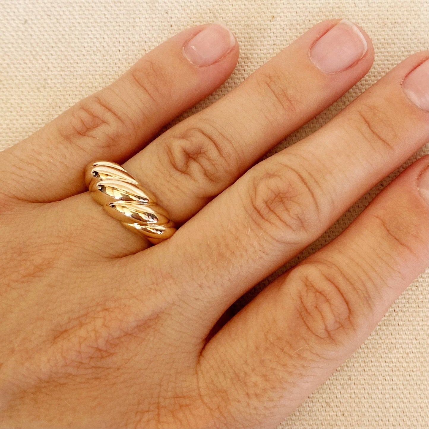 18k Gold Filled Dome Croissant Ring