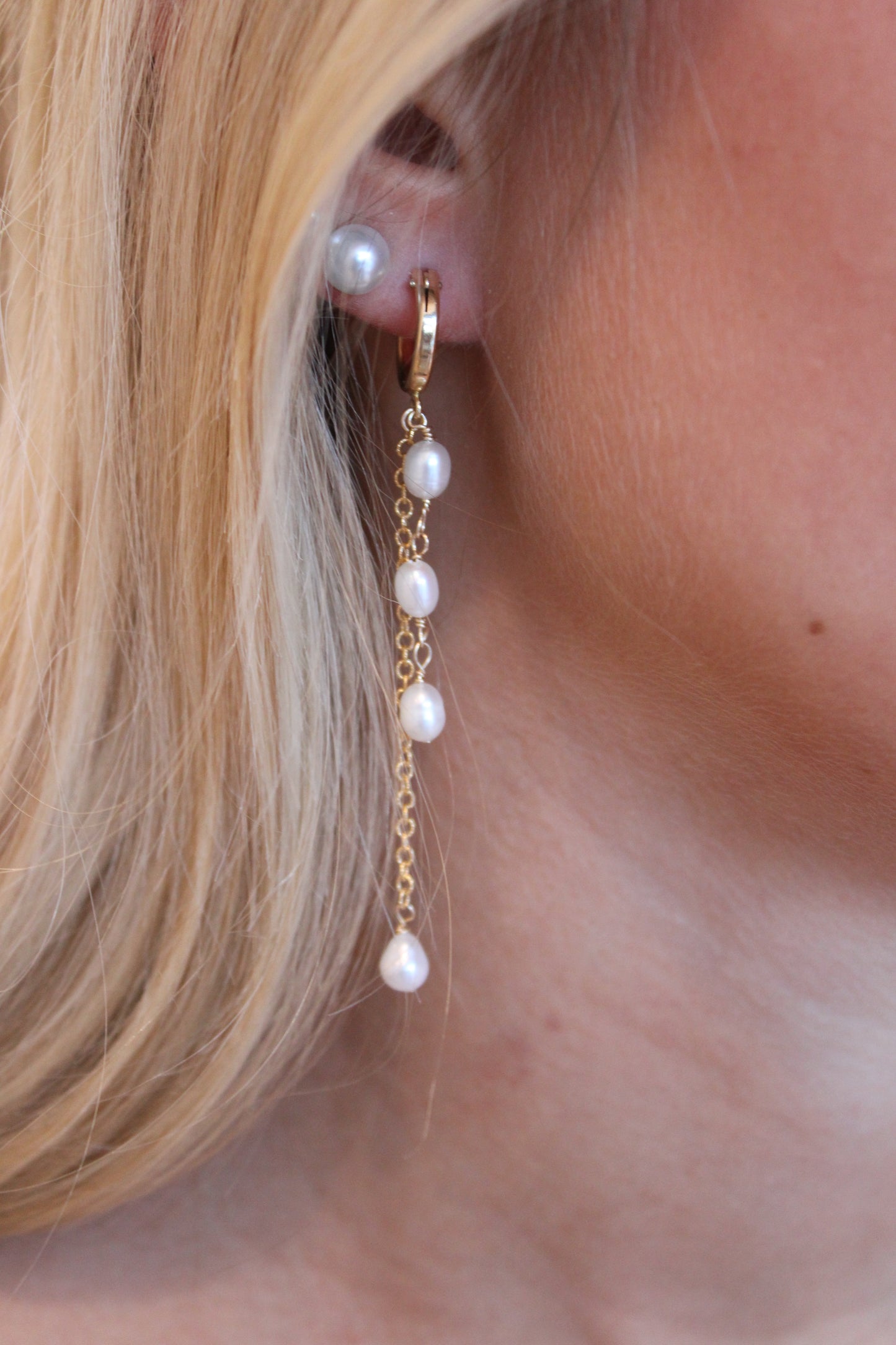 Pearl Drop Hoops