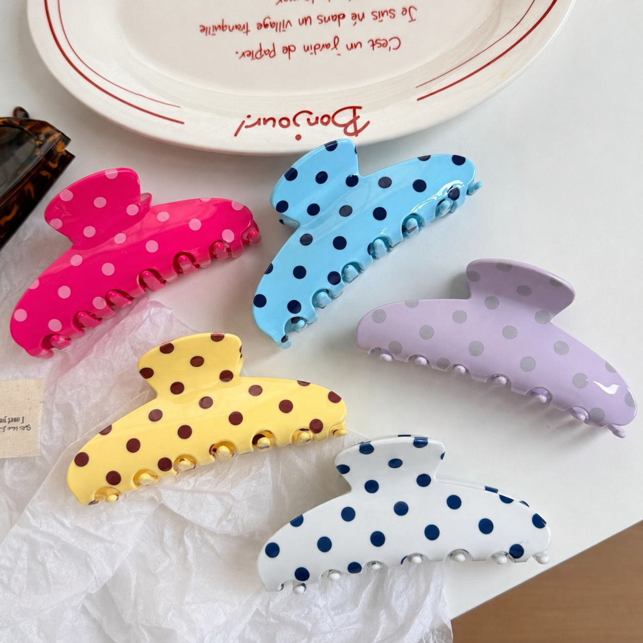 Retro Polka Dot Hair Claw Clip