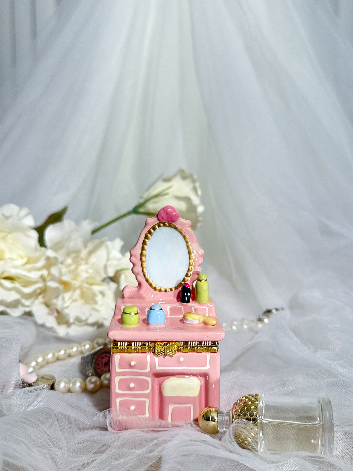 Pink Dresser Hand Painted Trinket Box