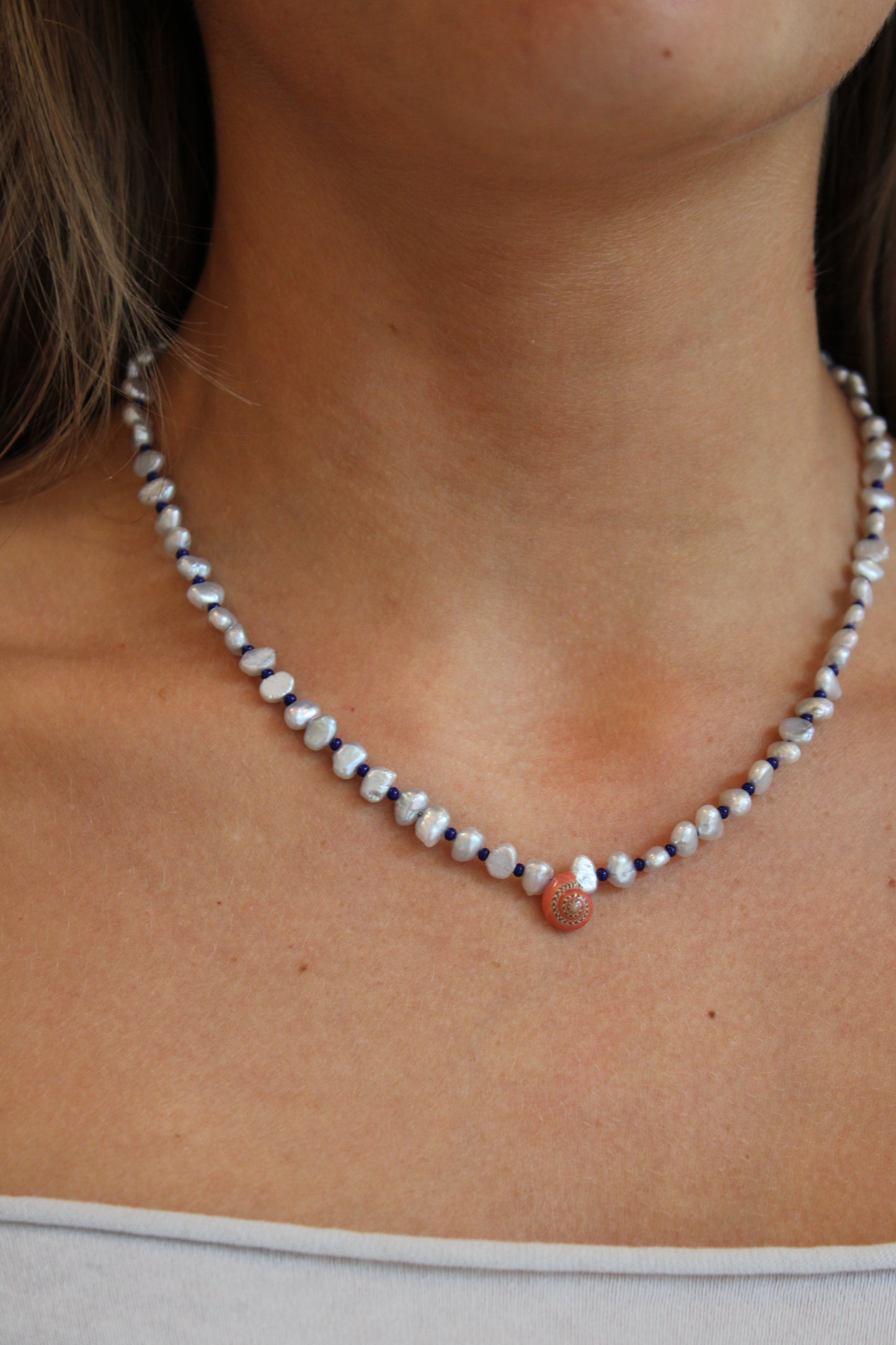 Blue Pearl Seashell Necklace