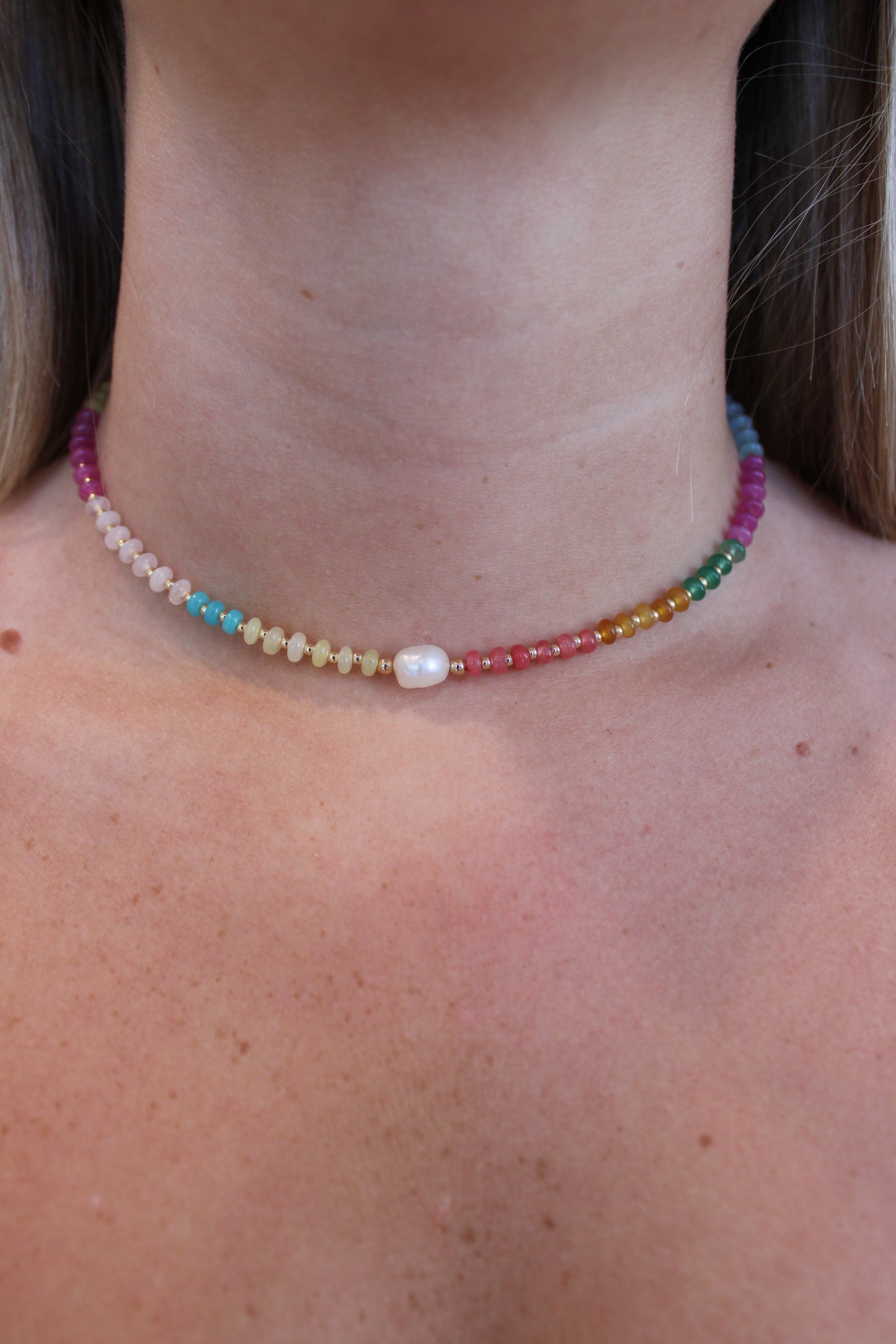 Rainbow Patch Gemstone necklace