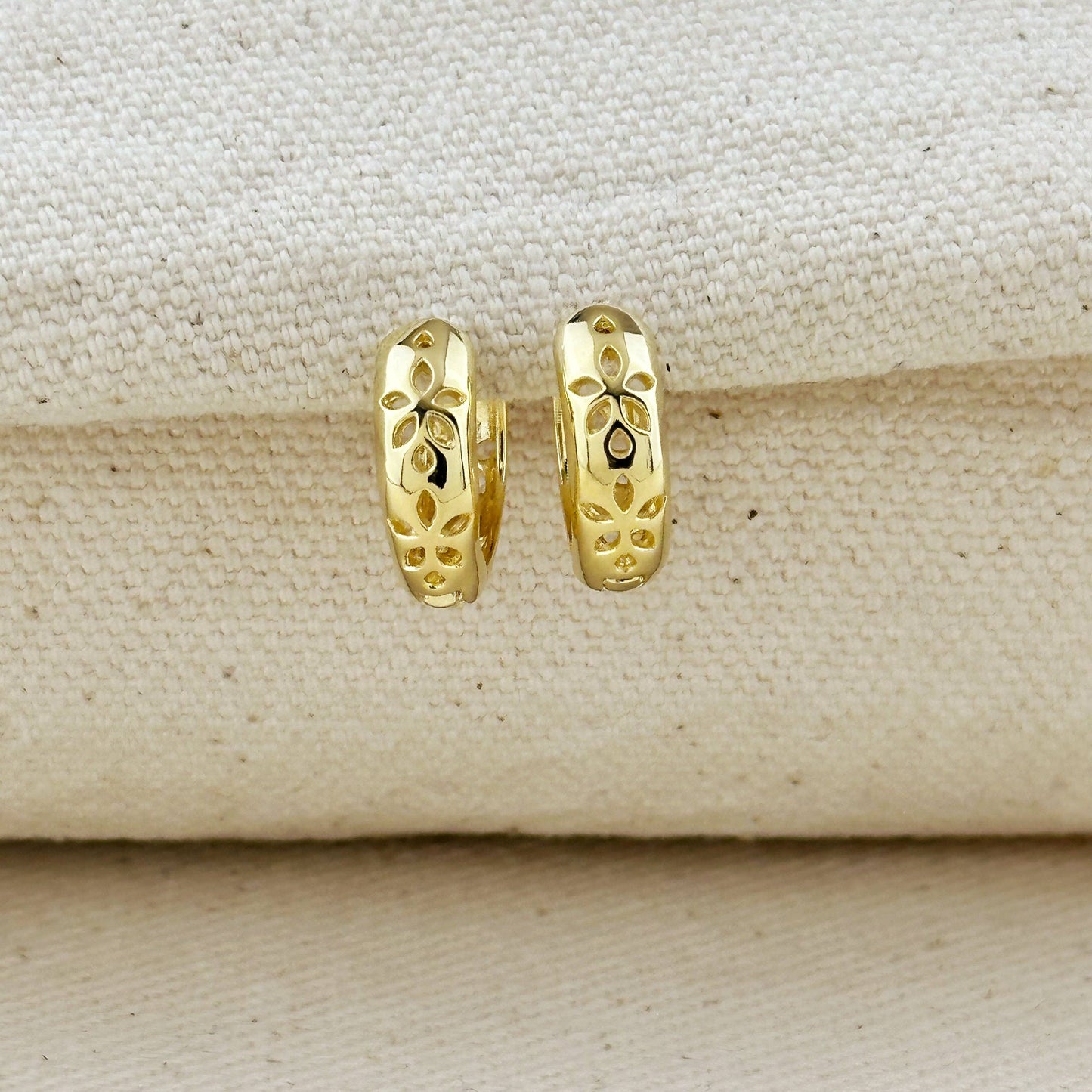 18k Gold Filled Leaves Huggies