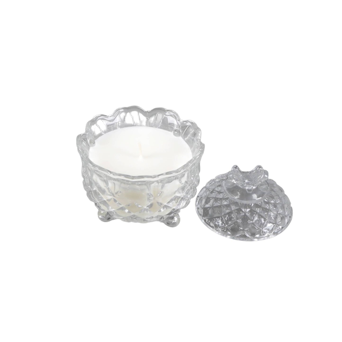 Clear Cut Glass Lidded Candle – 4.5”