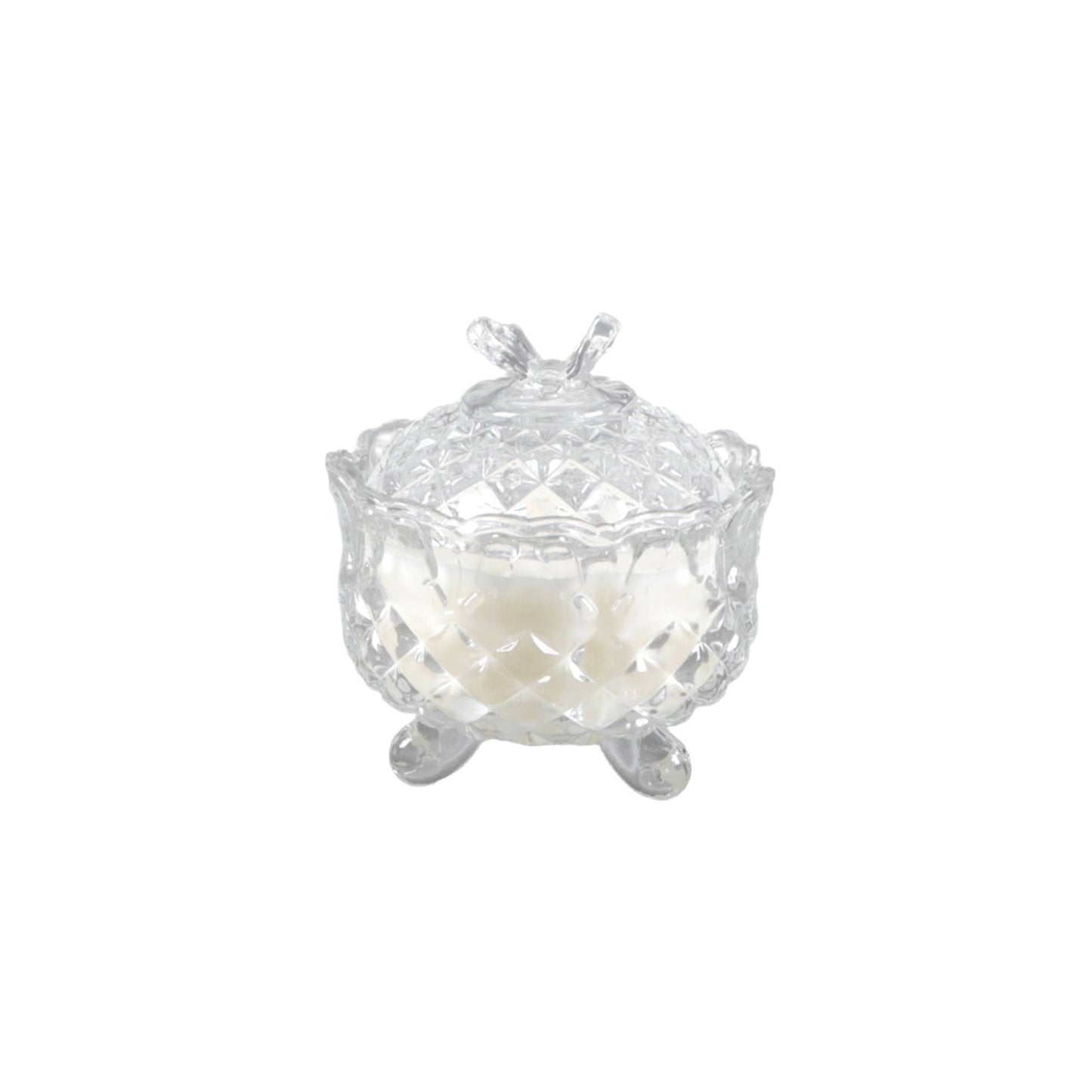Clear Cut Glass Lidded Candle – 4.5”