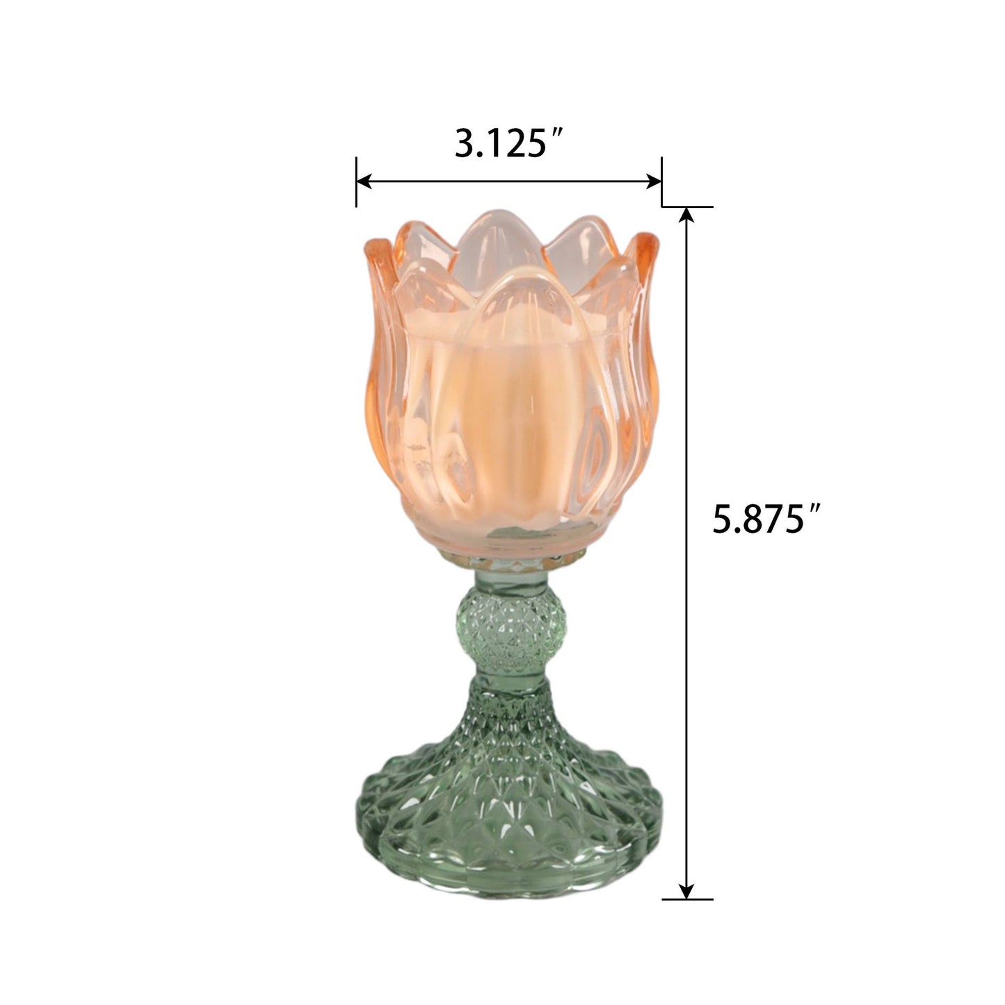 Iridescent Tulip Glass Candle on Pedestal