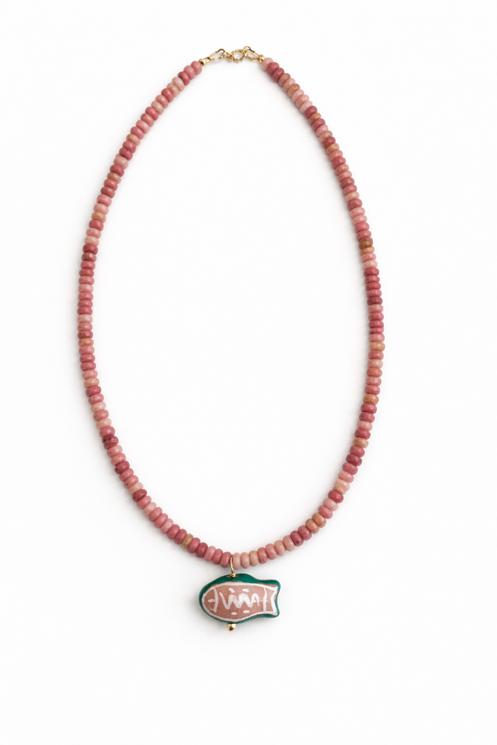 Pink Gemstone Fish Necklace