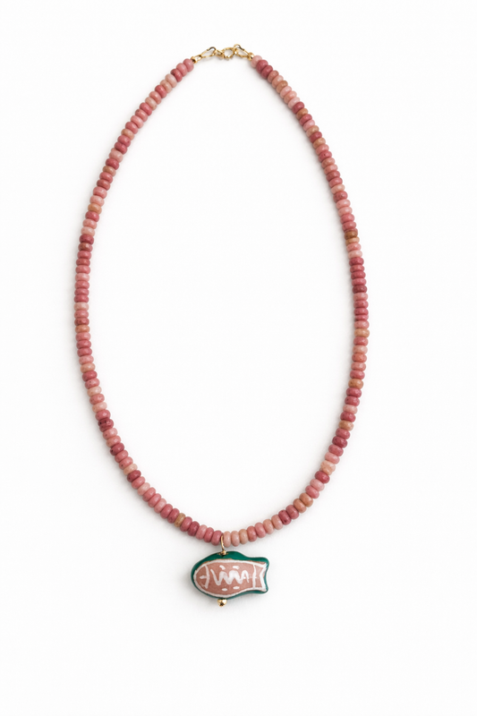 Pink Gemstone Fish Necklace