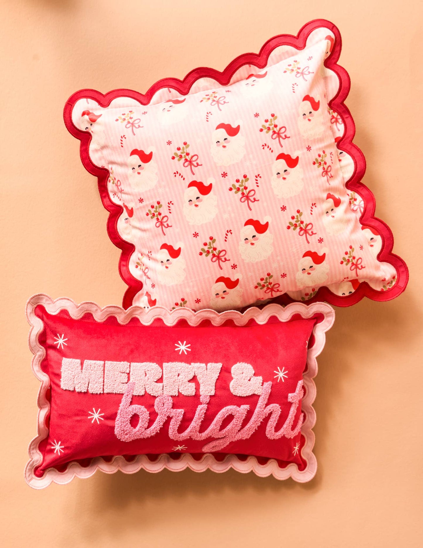 Scalloped Rectangle Throw Pillow-Merry & Bright