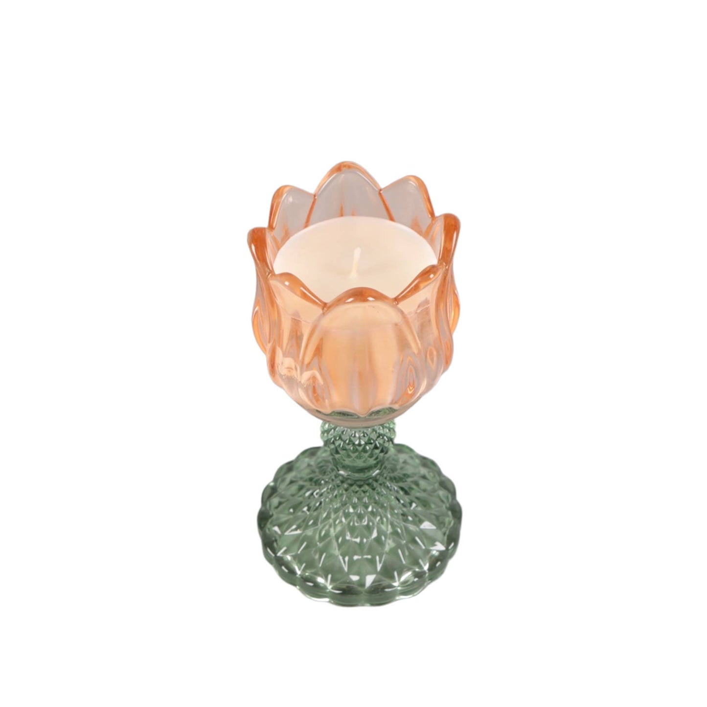 Iridescent Tulip Glass Candle on Pedestal