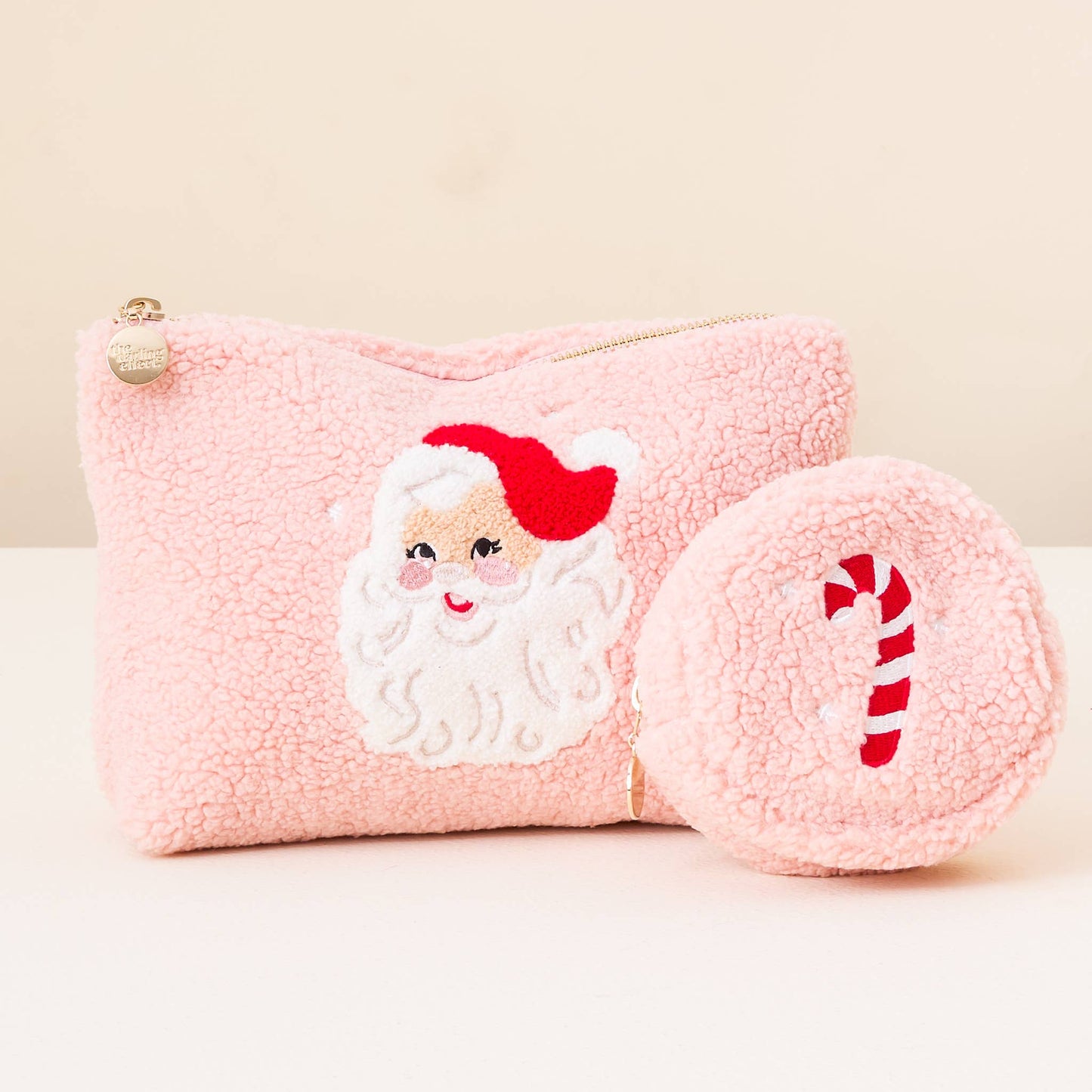 Circle Teddy Pouch-Candy Cane