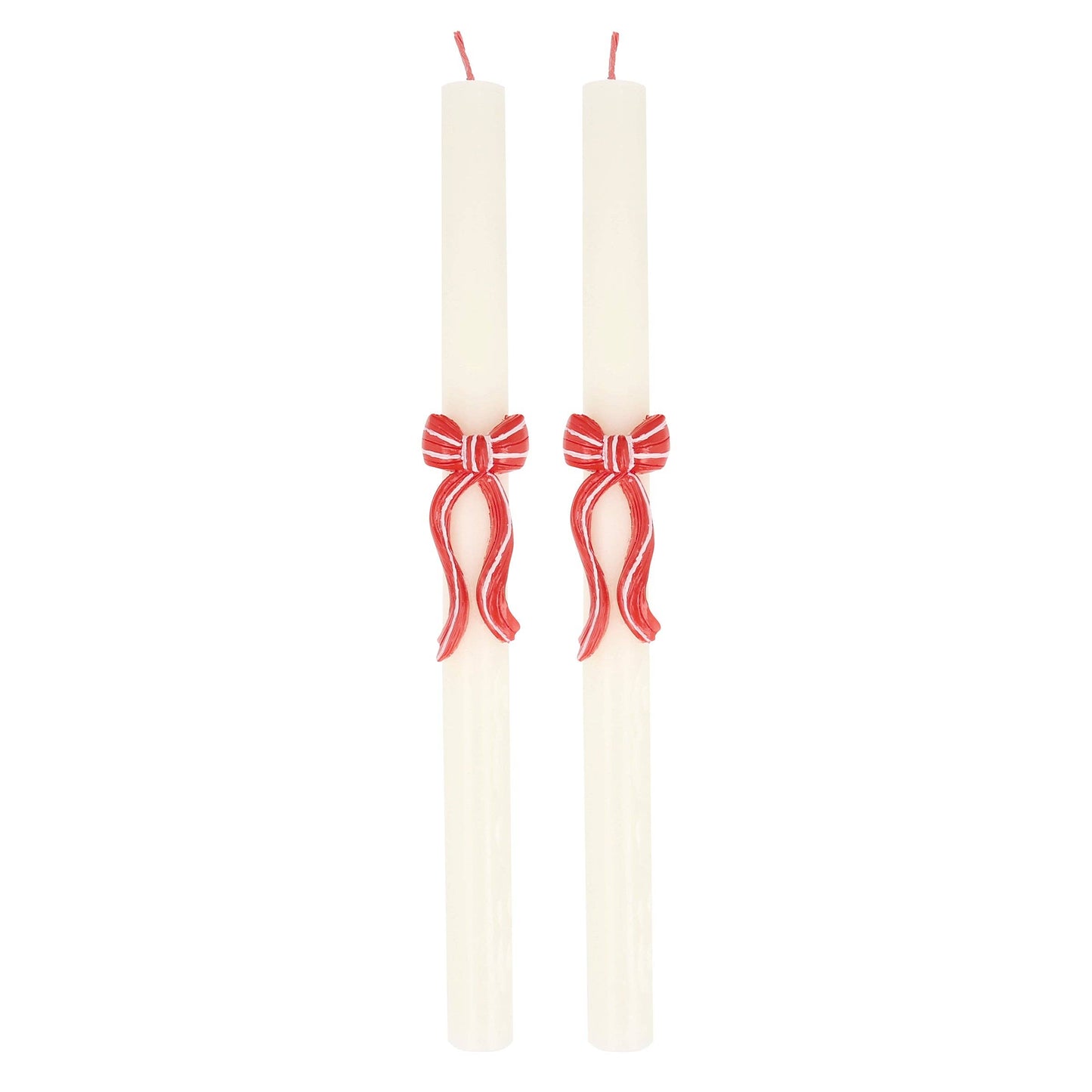 Red Stripy Bow Table Candles