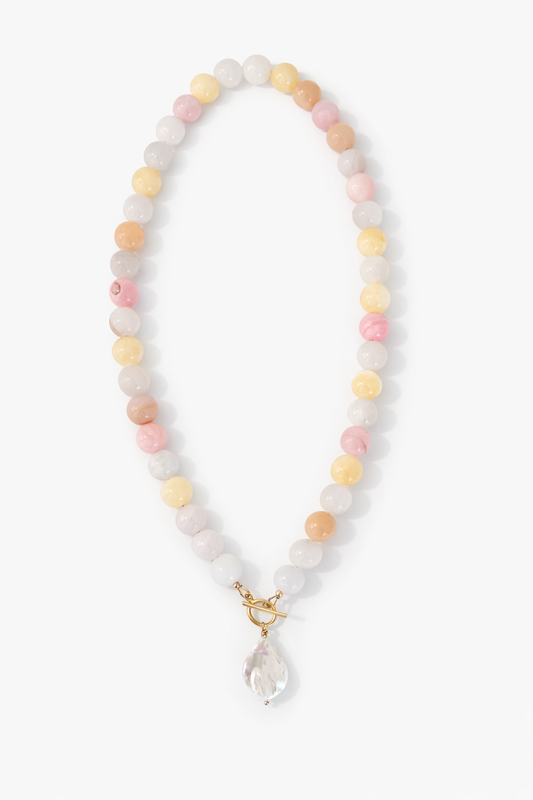 Cotton Candy Round Gemstone Necklace