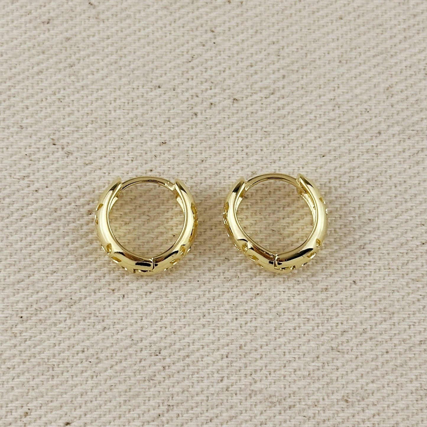 18k Gold Filled Leaves Huggies