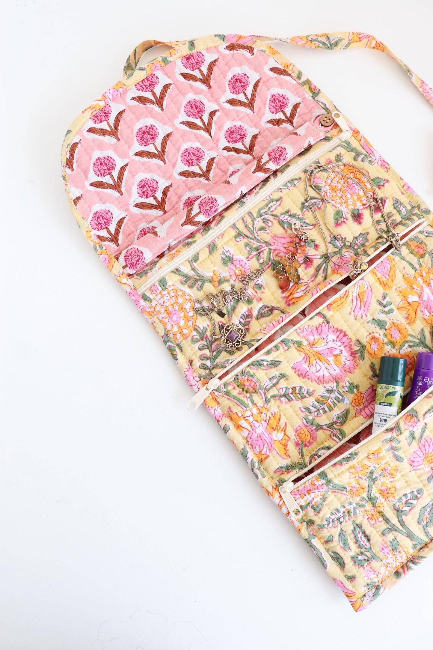 Cotton Jewelry Roll - Peach