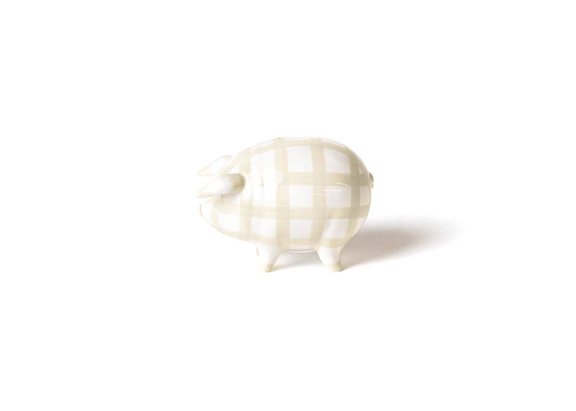 Ecru Gingham Piggy Bank