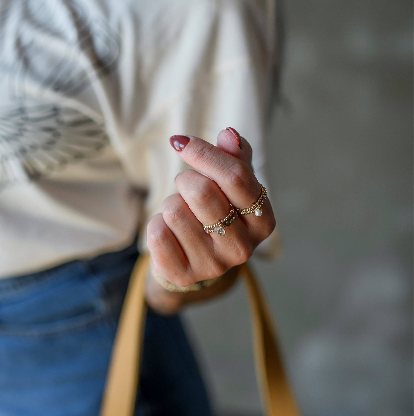 2mm Maya Ring with Pearl Charm