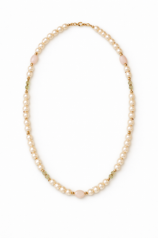 Freshwater Pearl + Opal Necklace
