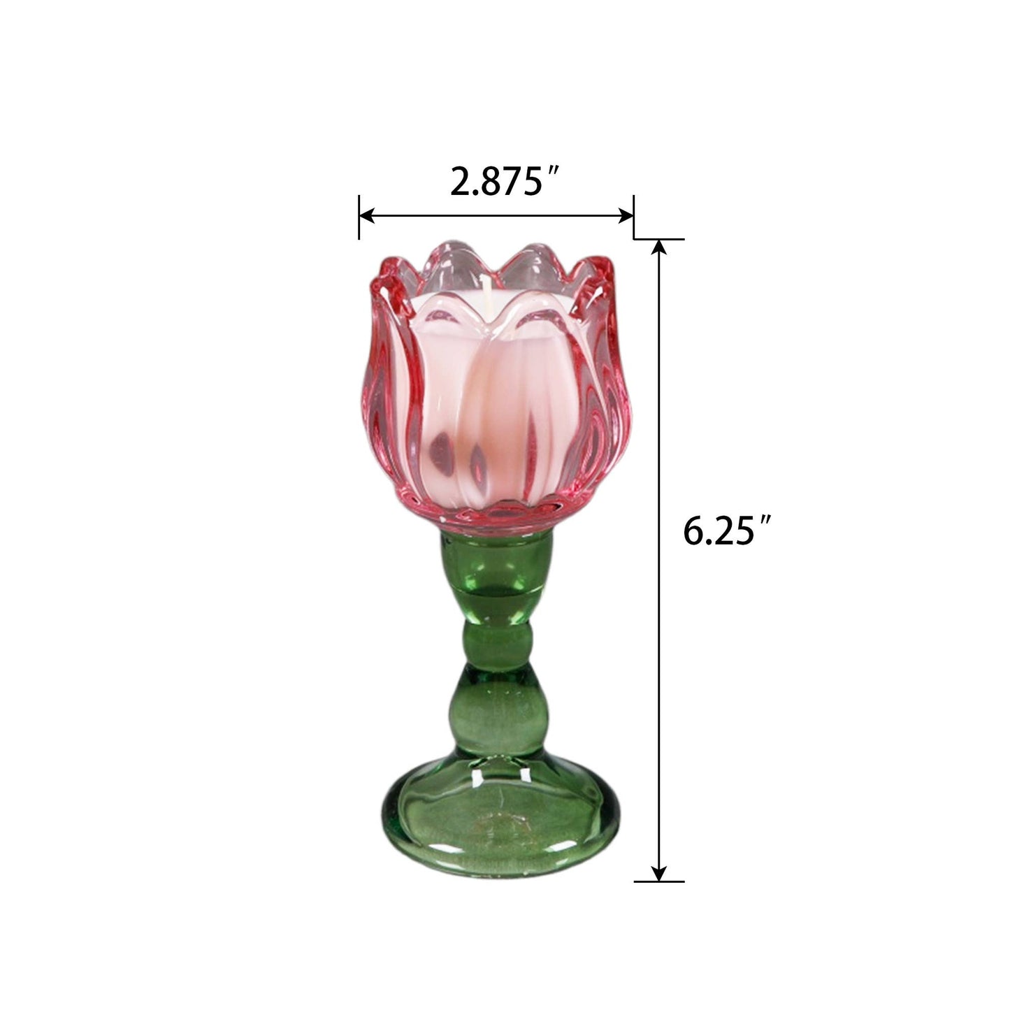 Pink Glass Tulip Candle Holder