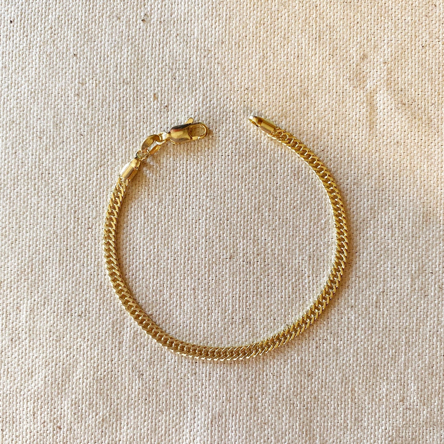 18k Gold Filled Double Curb Chain Bracelet Cuban