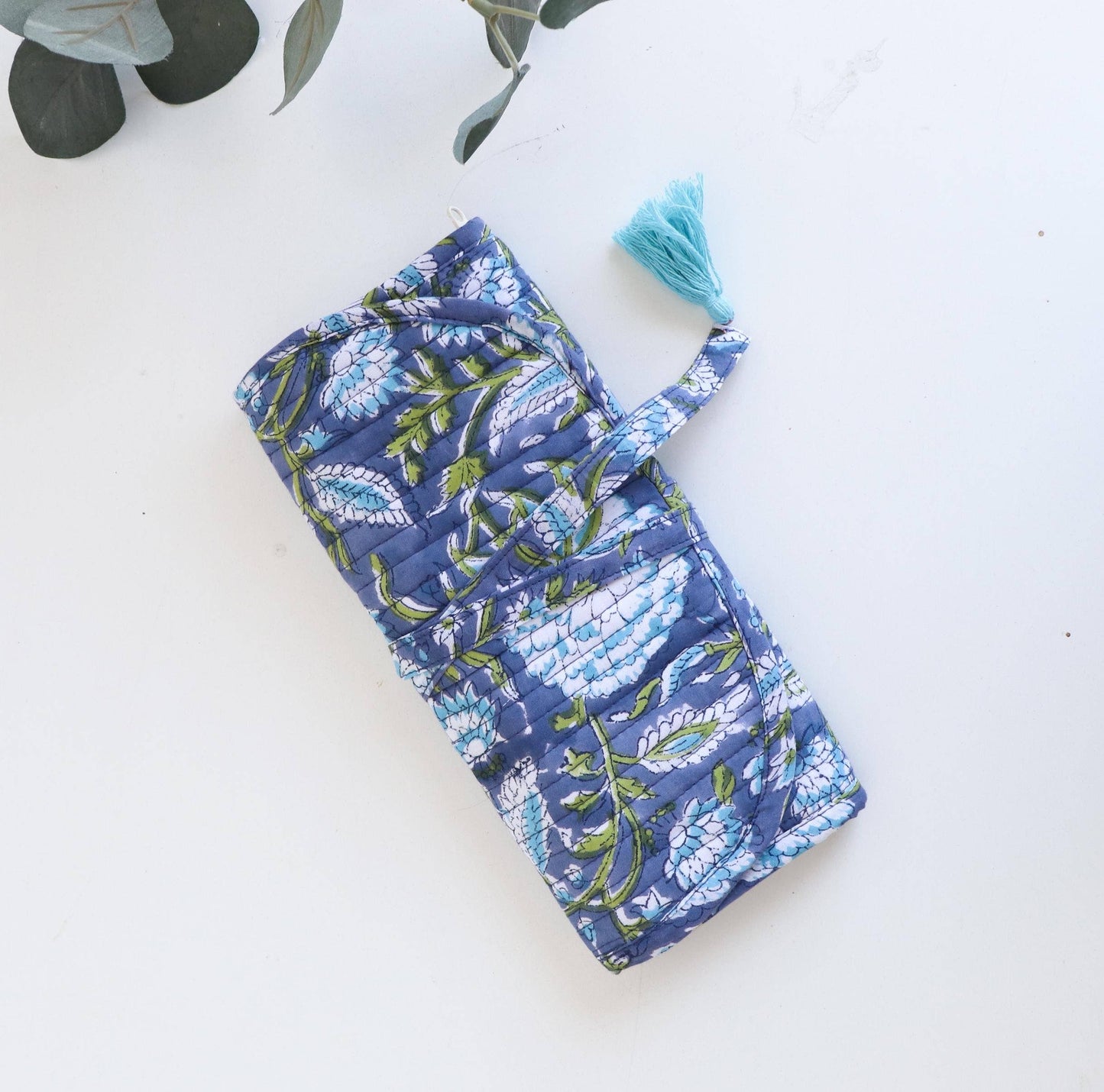 Cotton Jewelry Roll - Blue