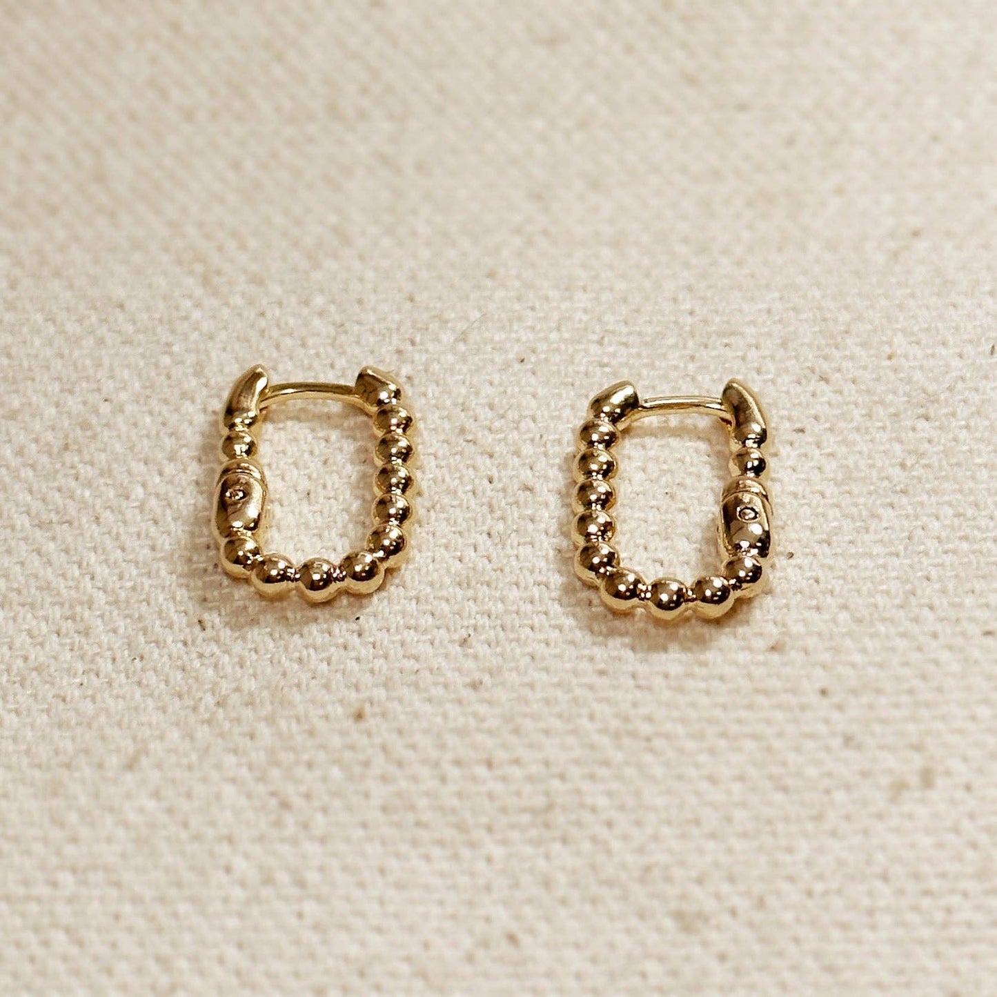 Beaded Rectangle Clicker Earrings