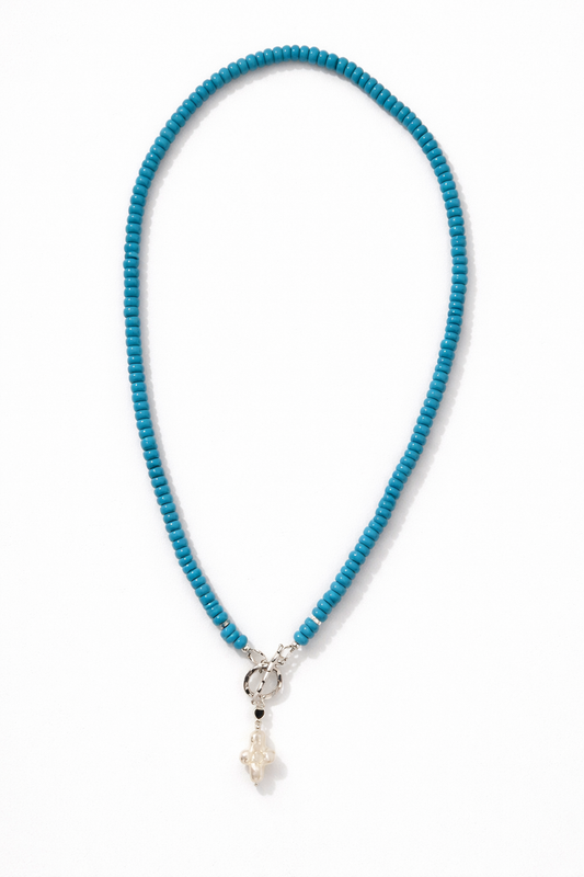 Blue Magnesite Gemstone Toggle Necklace
