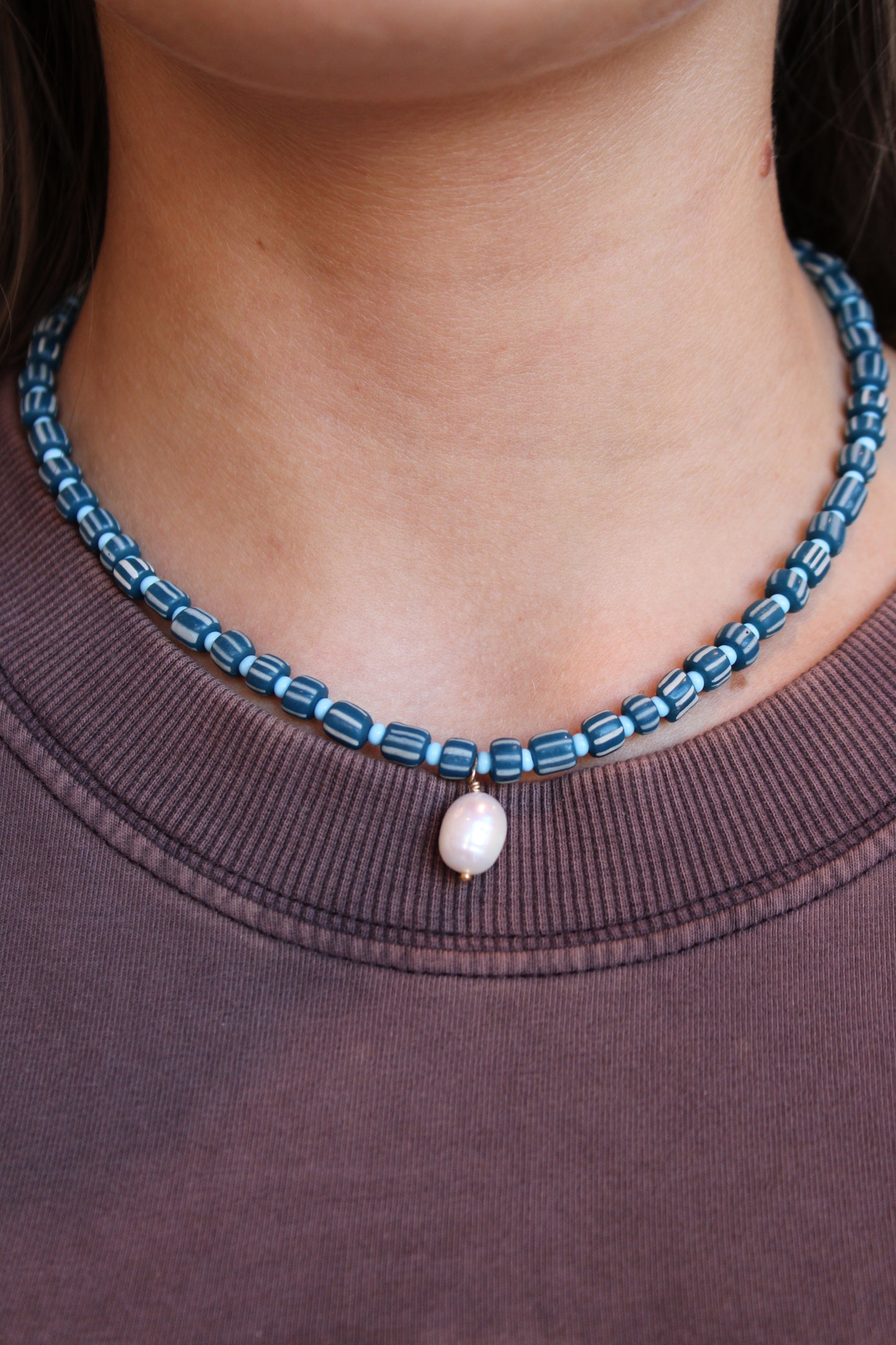 Turquoise Splash Striped Necklace