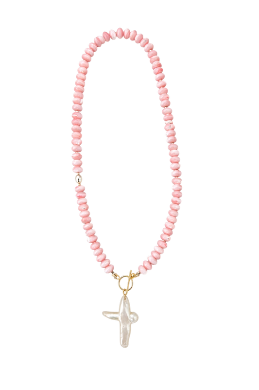 Pink Mother of Pearl Toggle Necklace