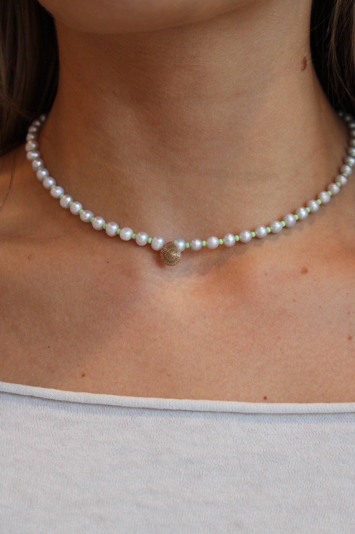 Baby Blue Pearl Seashell Necklace
