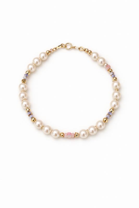 Freshwater Pearl Bracelet - Blue Stripe
