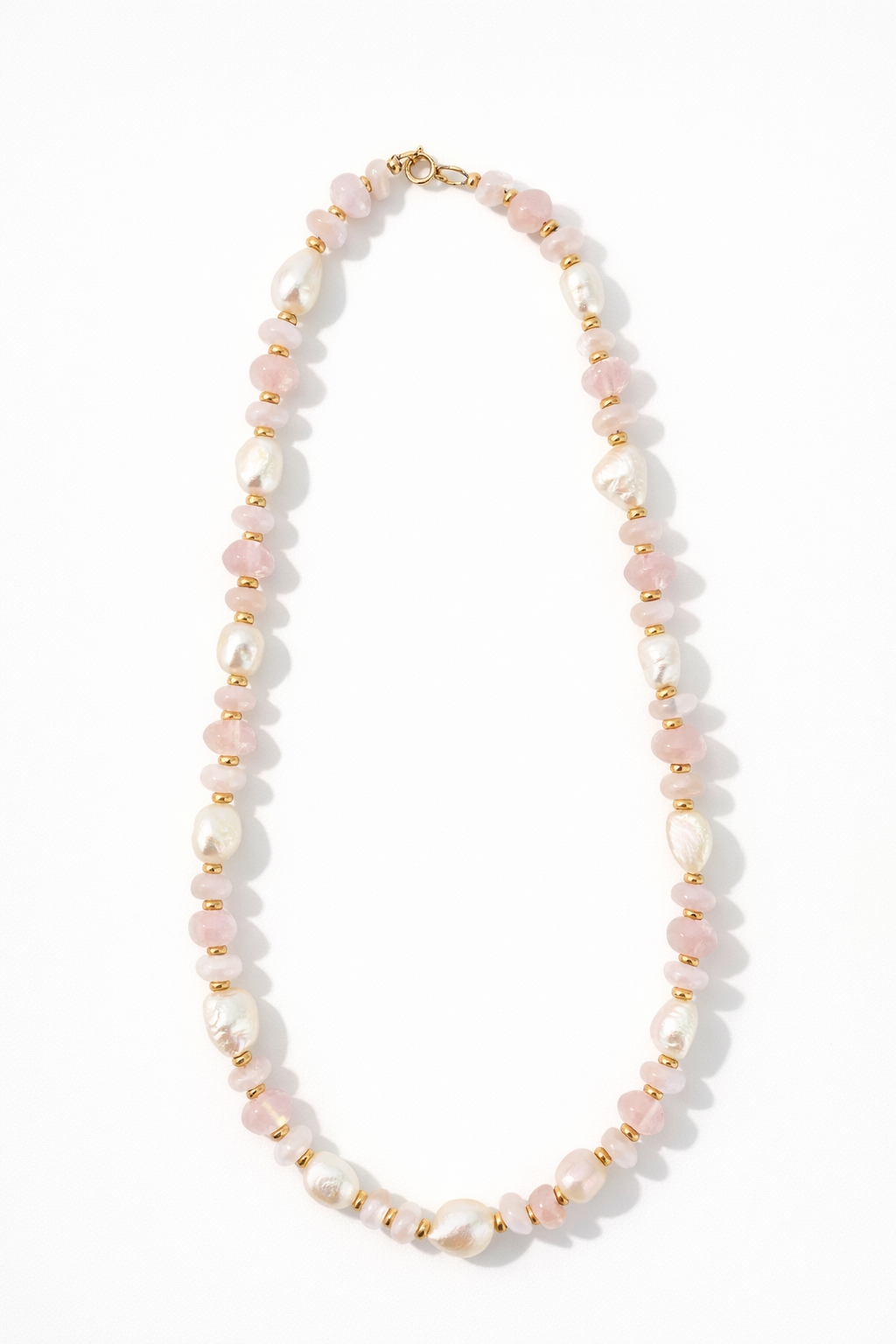 Rose Quartz + Freshwater Pearl Necklace