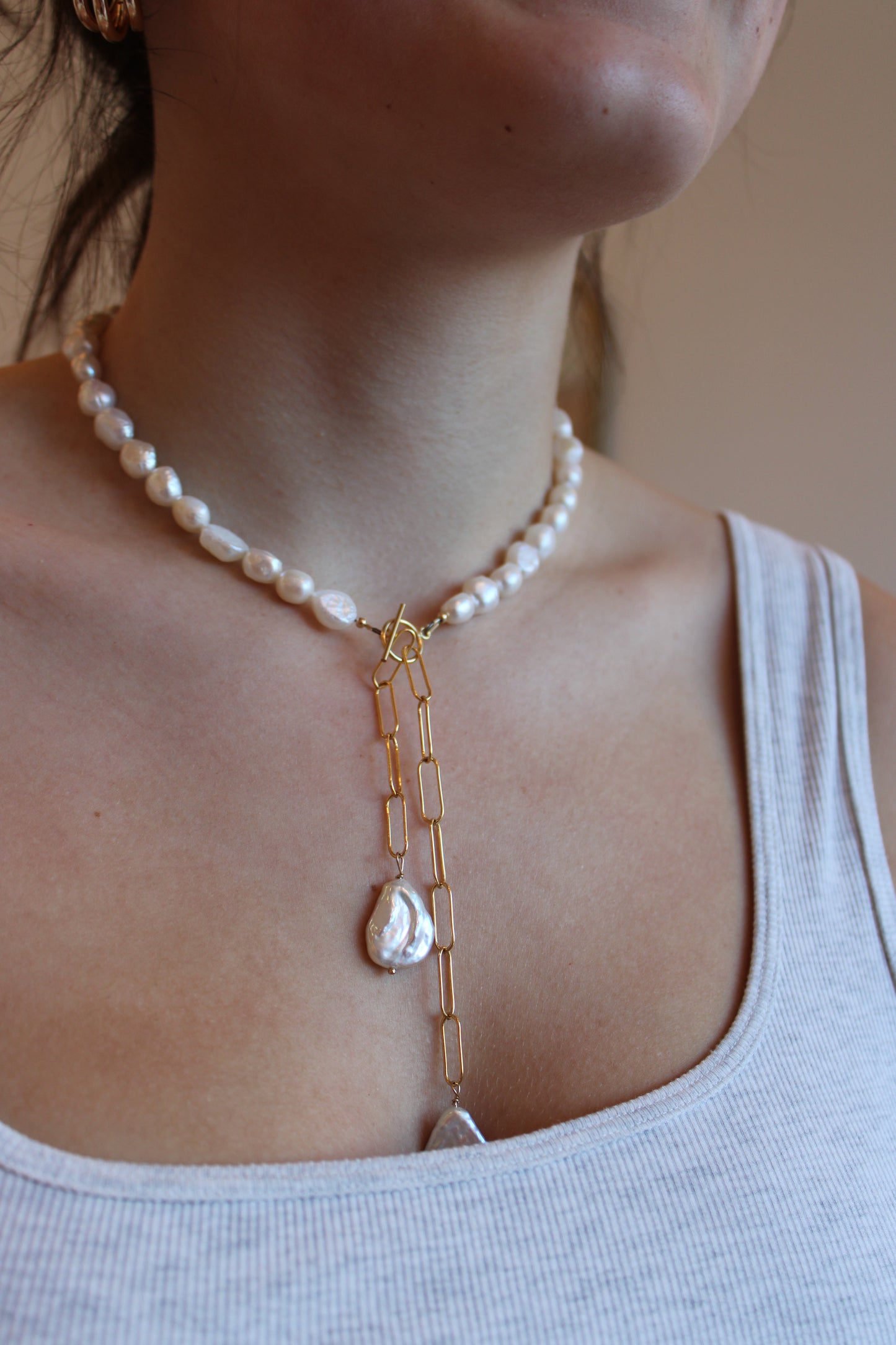 Freshwater Pearl Toggle Drop Necklace
